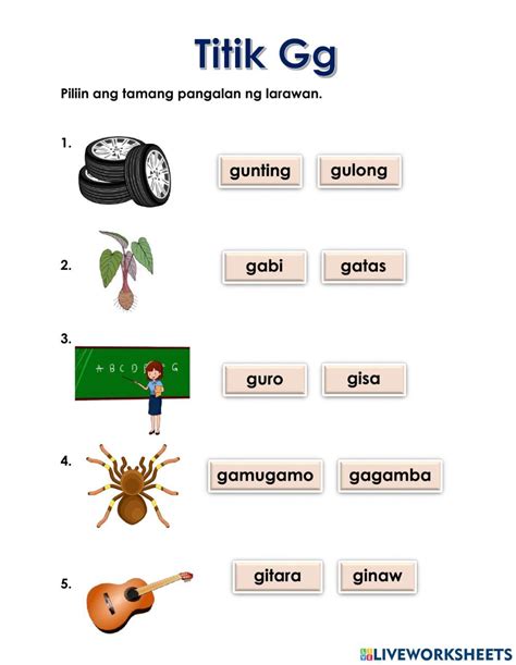 salita na nagtatapos sa g .